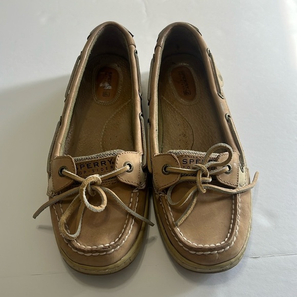 Women’s size 10 slip on Sperry Top Siders, cream tan and brown - Picture 1 of 11